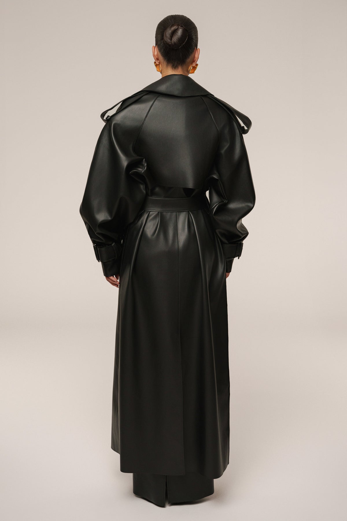 Black The Icon PU Leather Coat