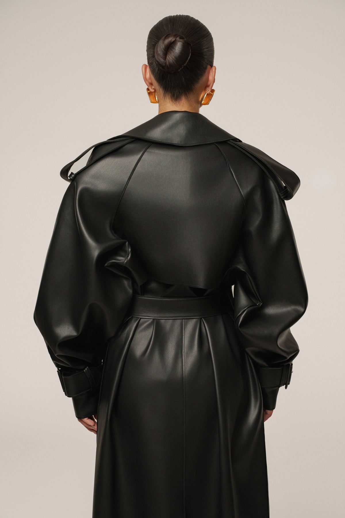 Black The Icon PU Leather Coat