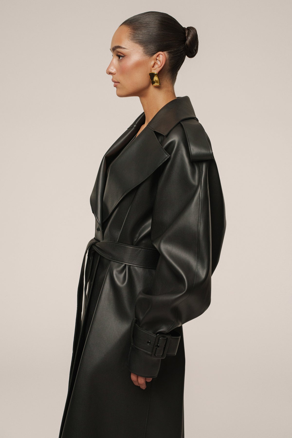 Black The Icon PU Leather Coat