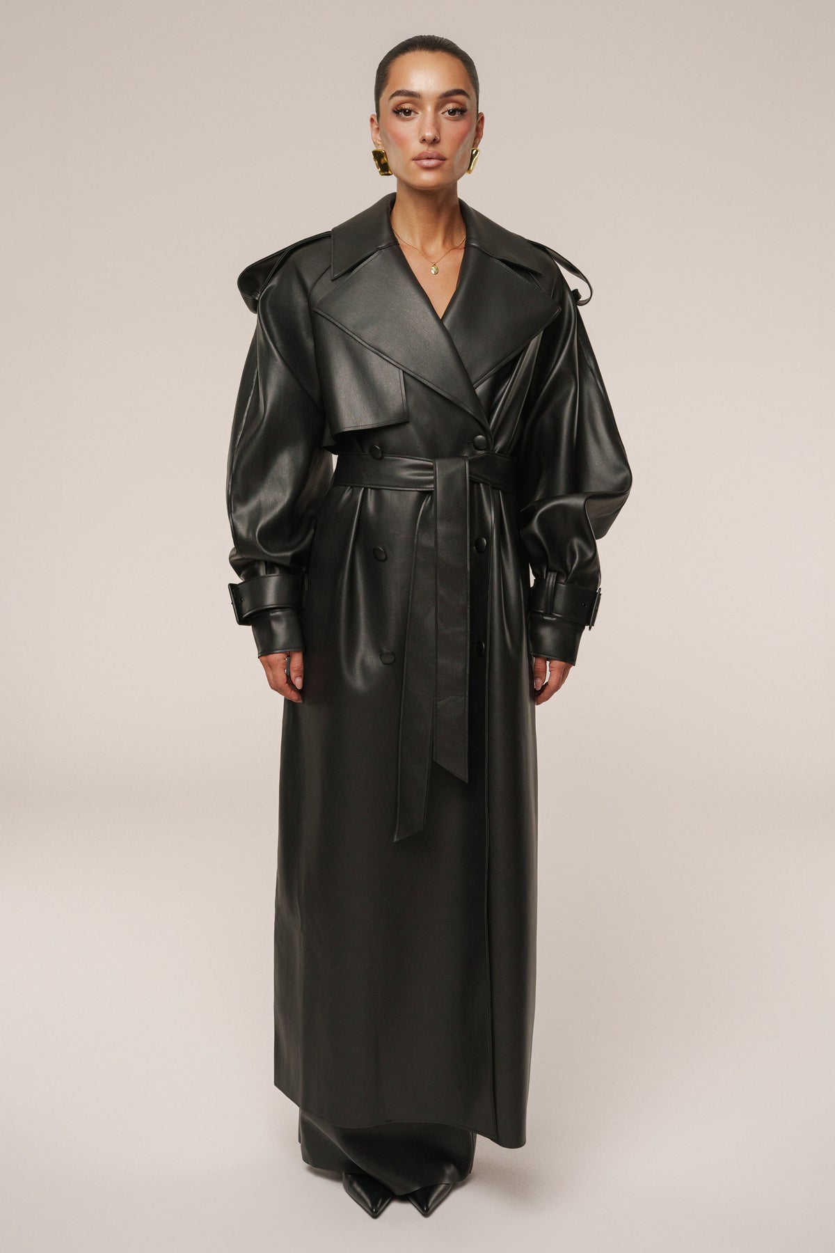 Black The Icon PU Leather Coat