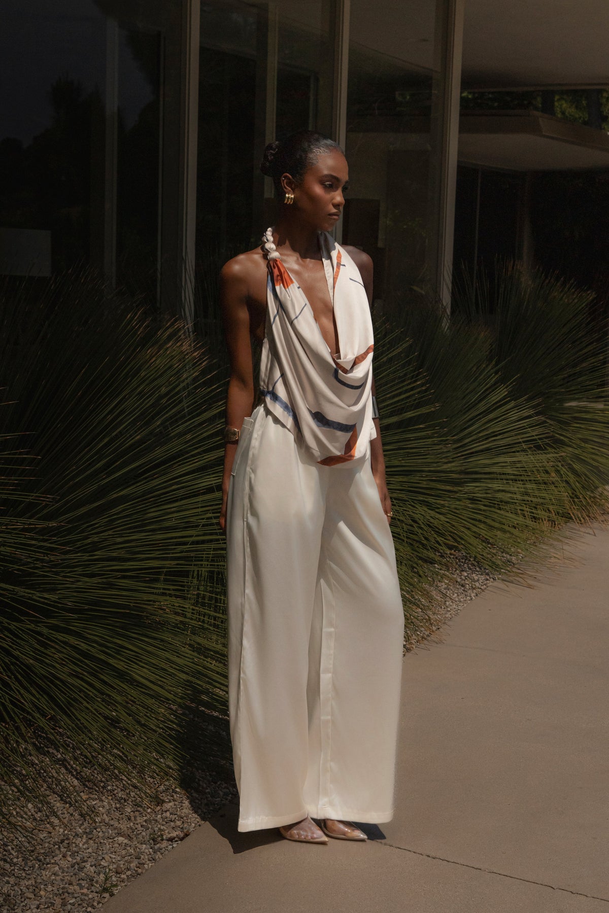Ivory Tropic Dawn Satin Top