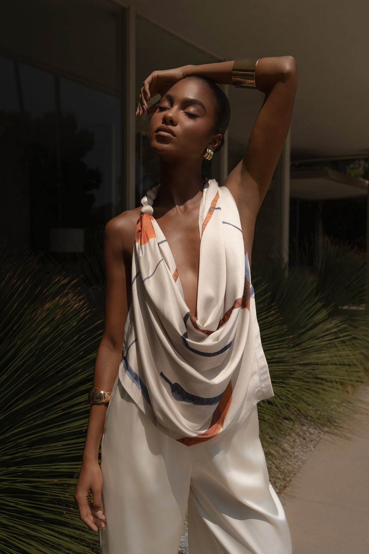 Ivory Tropic Dawn Satin Top