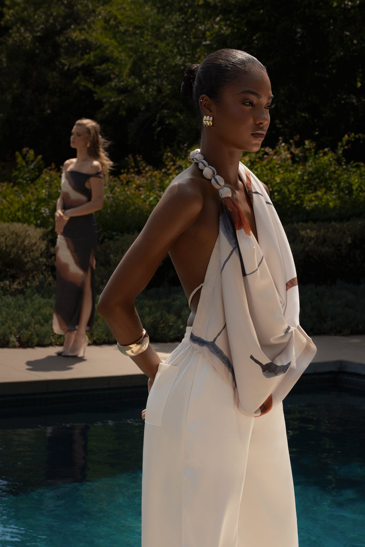 Ivory Tropic Dawn Satin Top