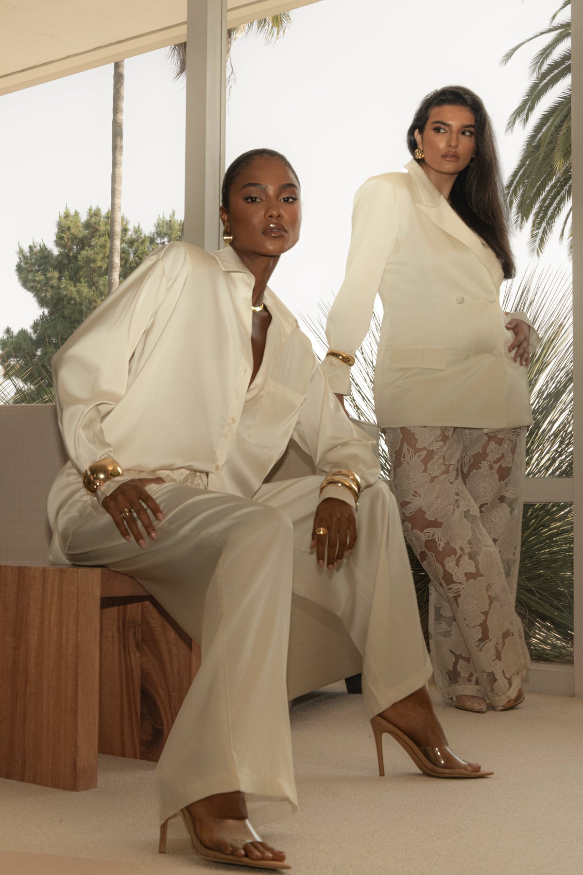 Ivory Island Ease Collared Satin Top