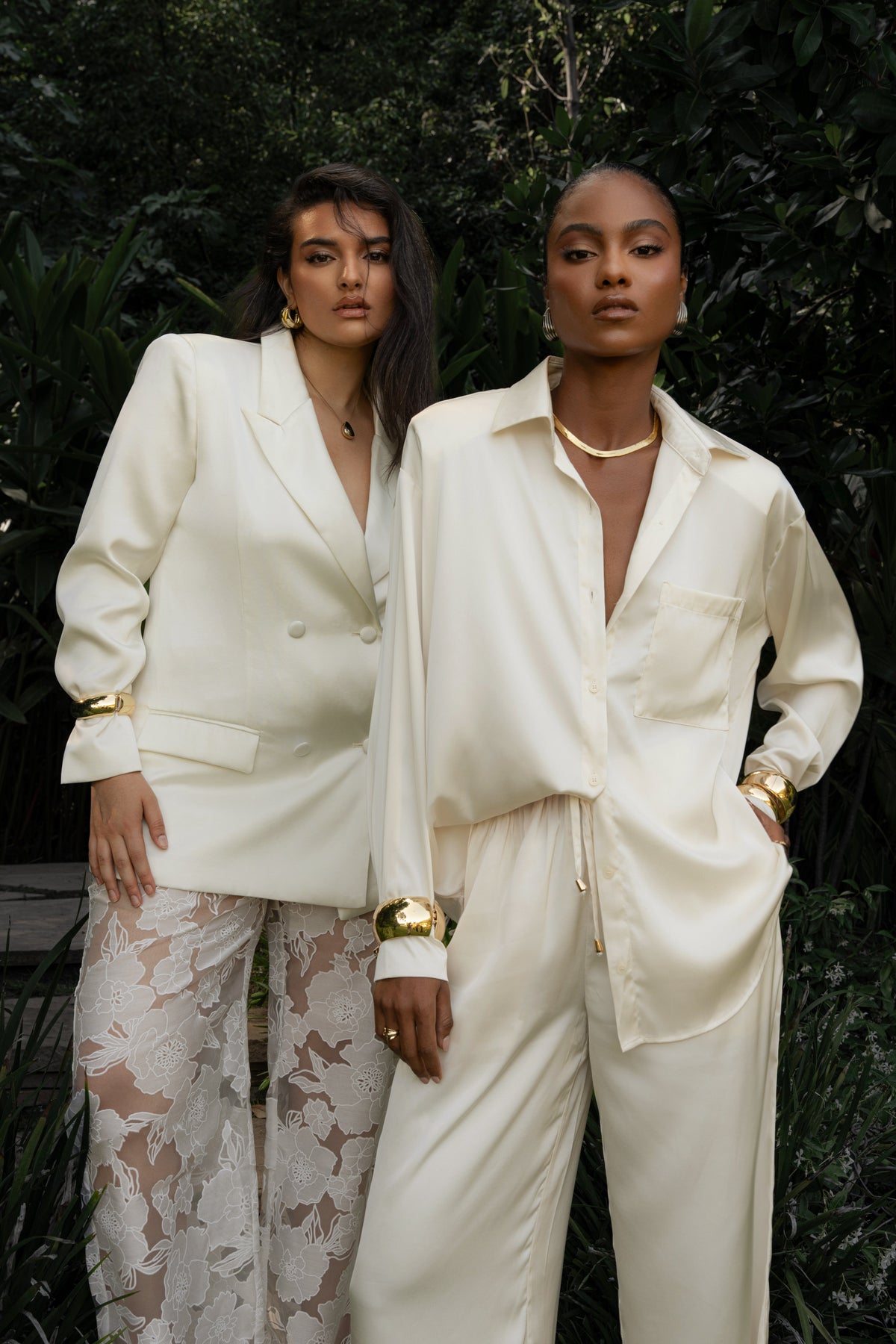 Ivory Island Ease Collared Satin Top