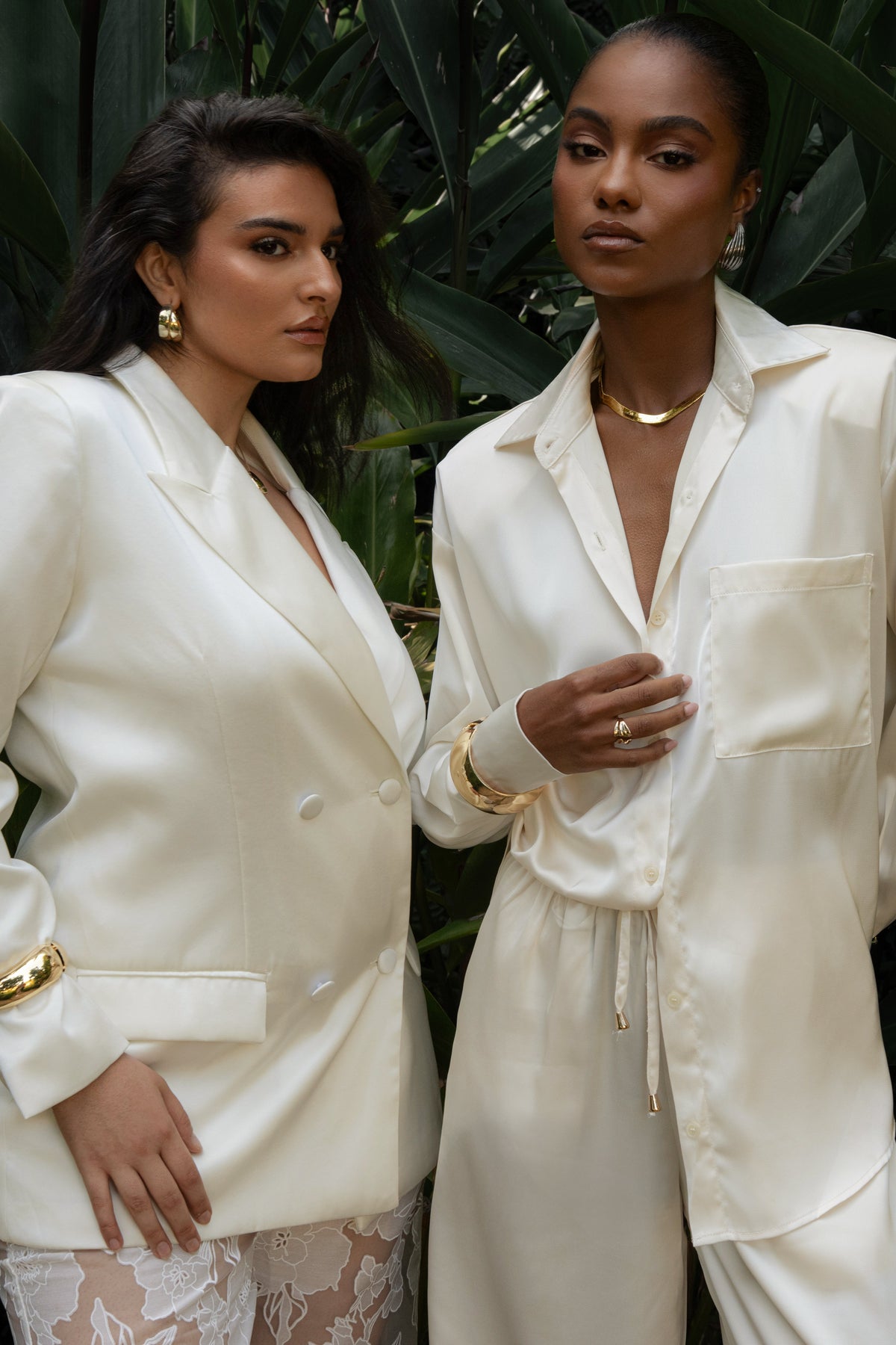 Ivory Island Ease Collared Satin Top
