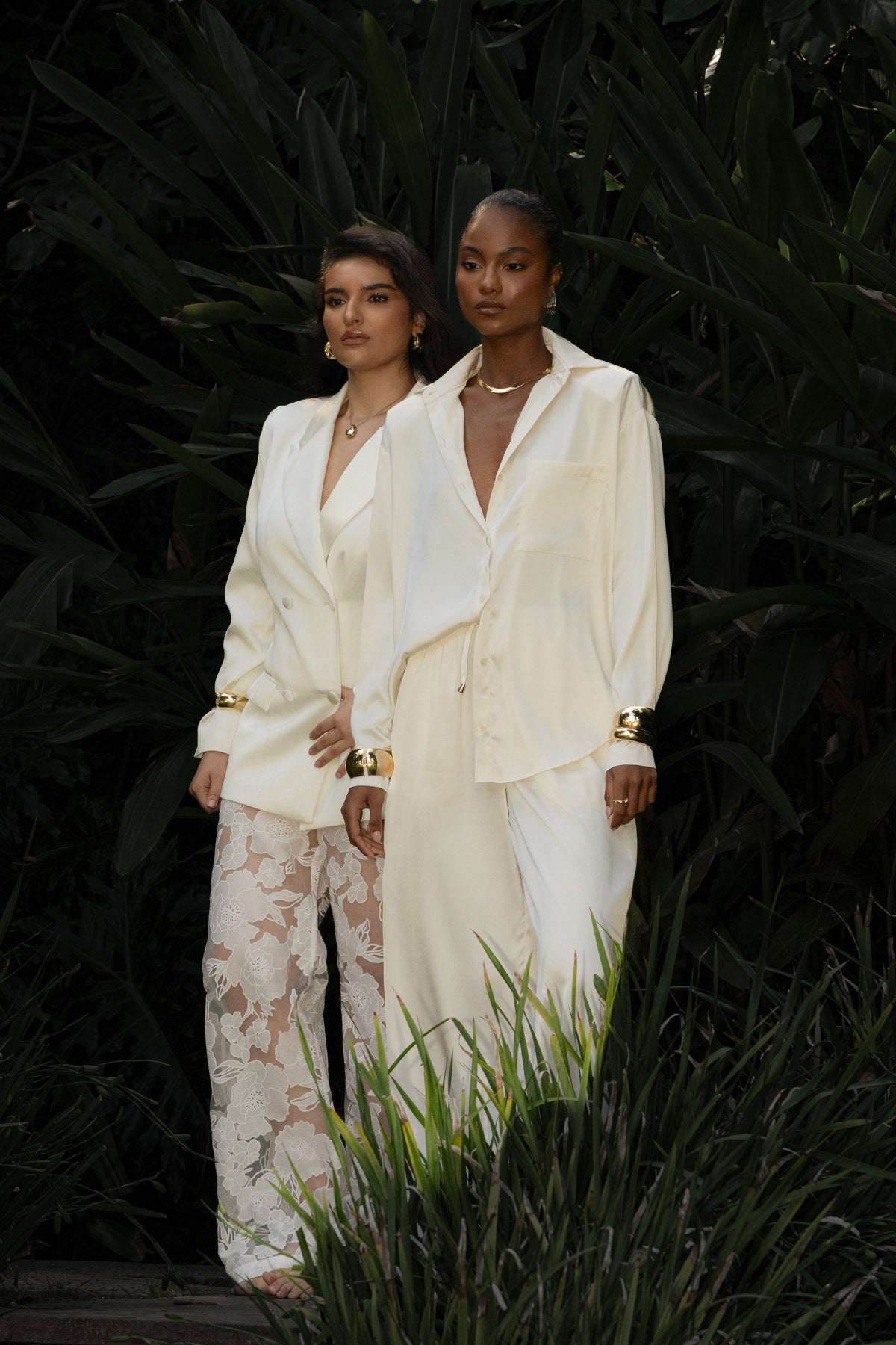 Ivory Island Ease Collared Satin Top