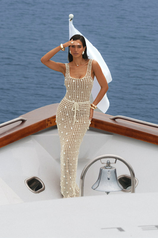 Ecru Pearl Shore Crochet Skirt
